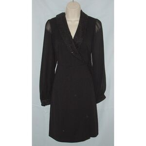NEW NWT Black Sz 6 Sparkly Sequined Knee Length Surplice Dress SHELBY & PALMER